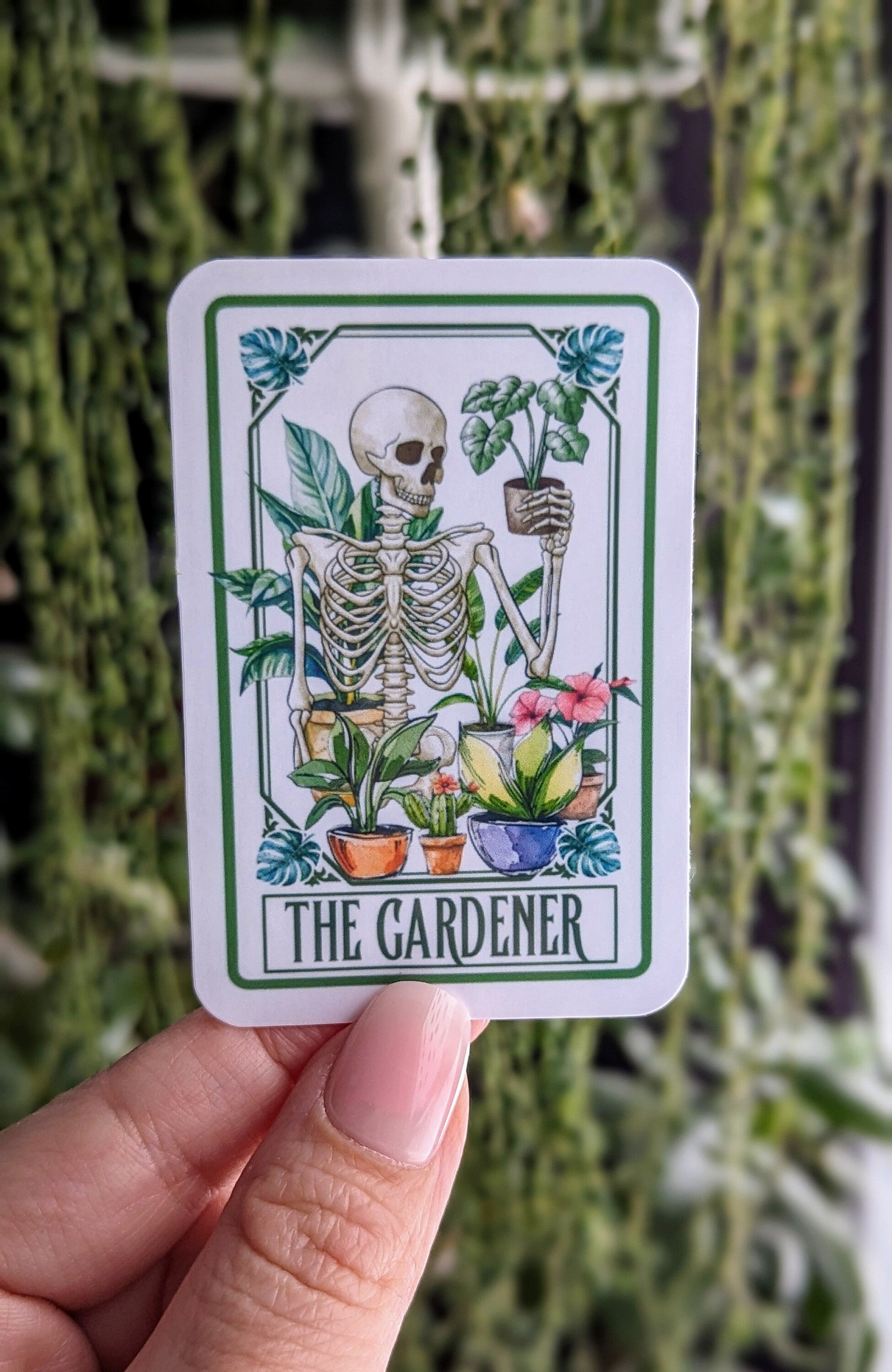 The gardener sticker, tarot card sticker, water bottle sticker, gift for gardener, plant lover gift, laptop stickers, outdoor garden art