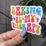 Baking is my therapy, baking lover gift, bake sticker for laptop, small gift for cook, bakery stickers, aesthetic stickers for water bottle