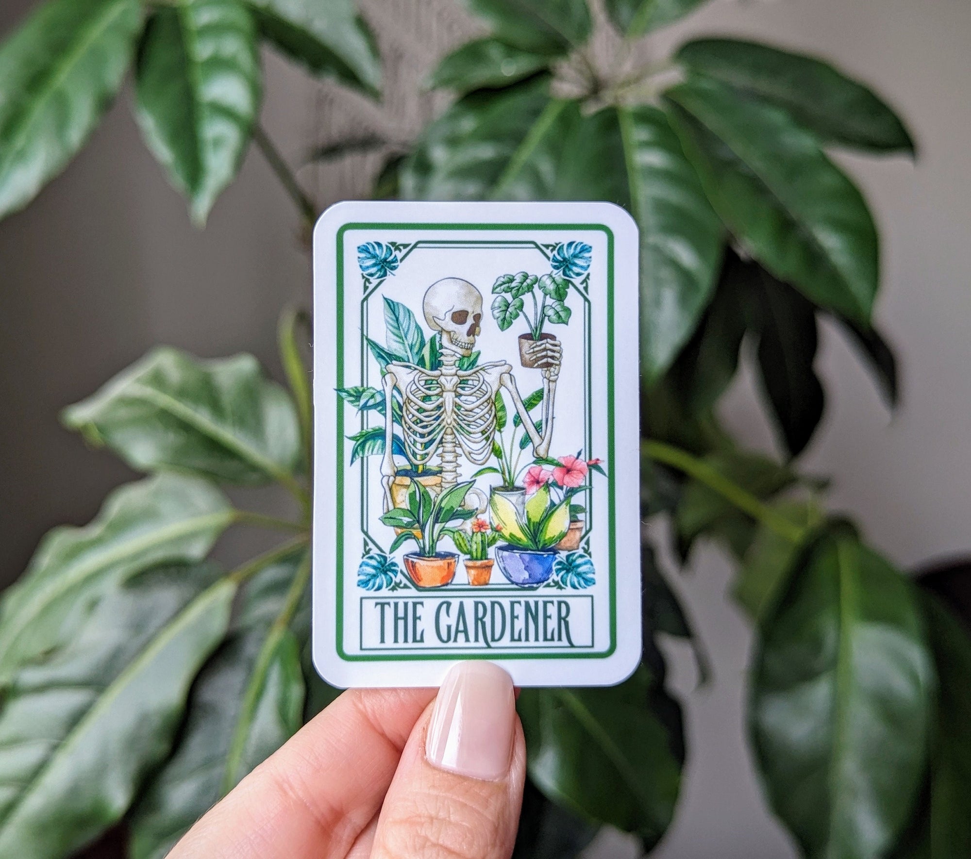 The gardener sticker, tarot card sticker, water bottle sticker, gift for gardener, plant lover gift, laptop stickers, outdoor garden art