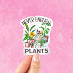 Never enough plants, plant mama stickers for hydroflask funny, gardener stickers for water bottle, tumbler accessories,plant lover gift for