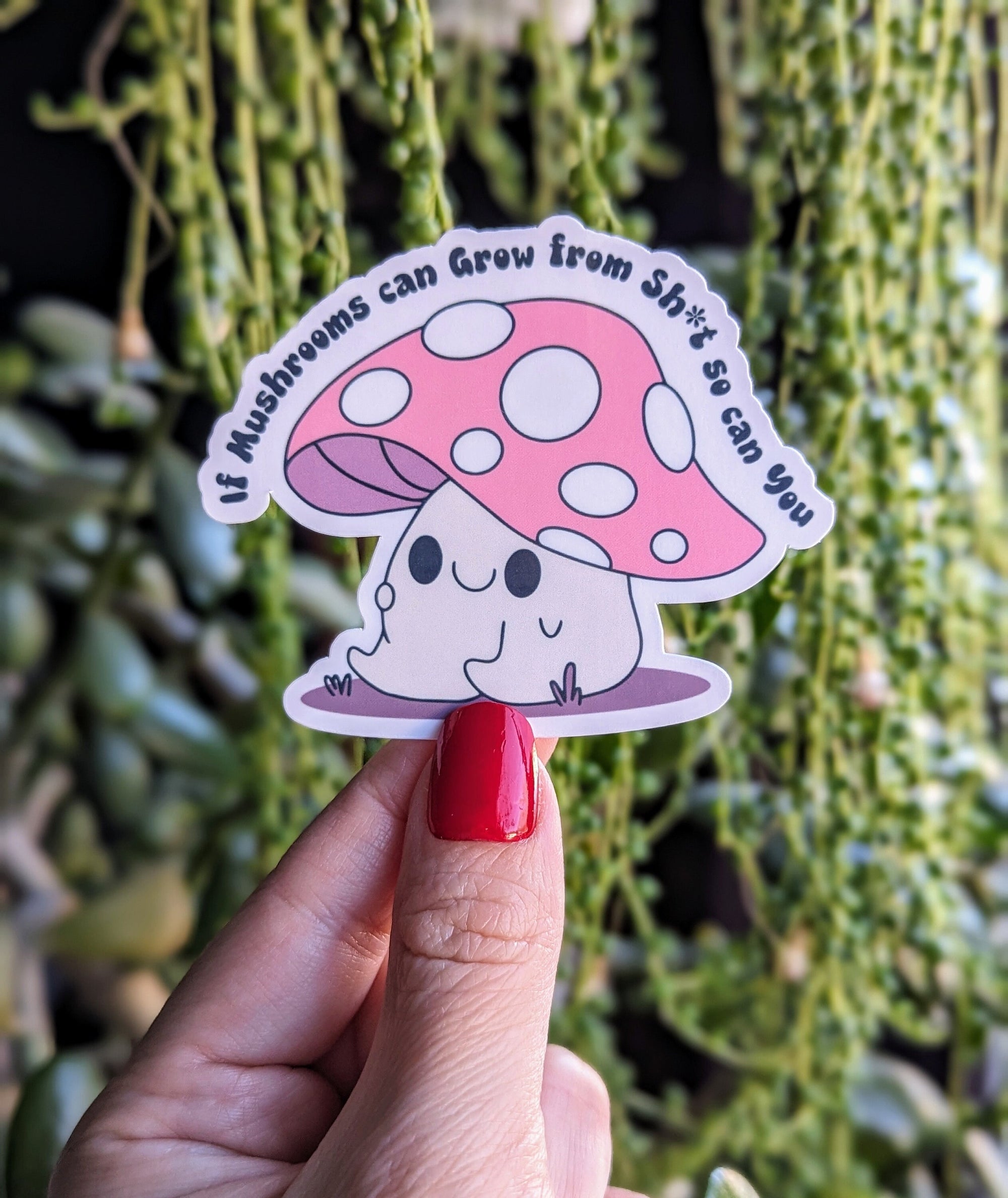 Funny mushroom stickers for laptop, self love stickers for hydroflask mental health, tumbler accessories, cute stickers for best friend gift