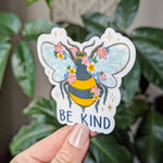 Be kind sticker for laptop, bee stickers for hydroflask, insect gifts for bug lovers, motivational stickers for kindle, cute stickers for he