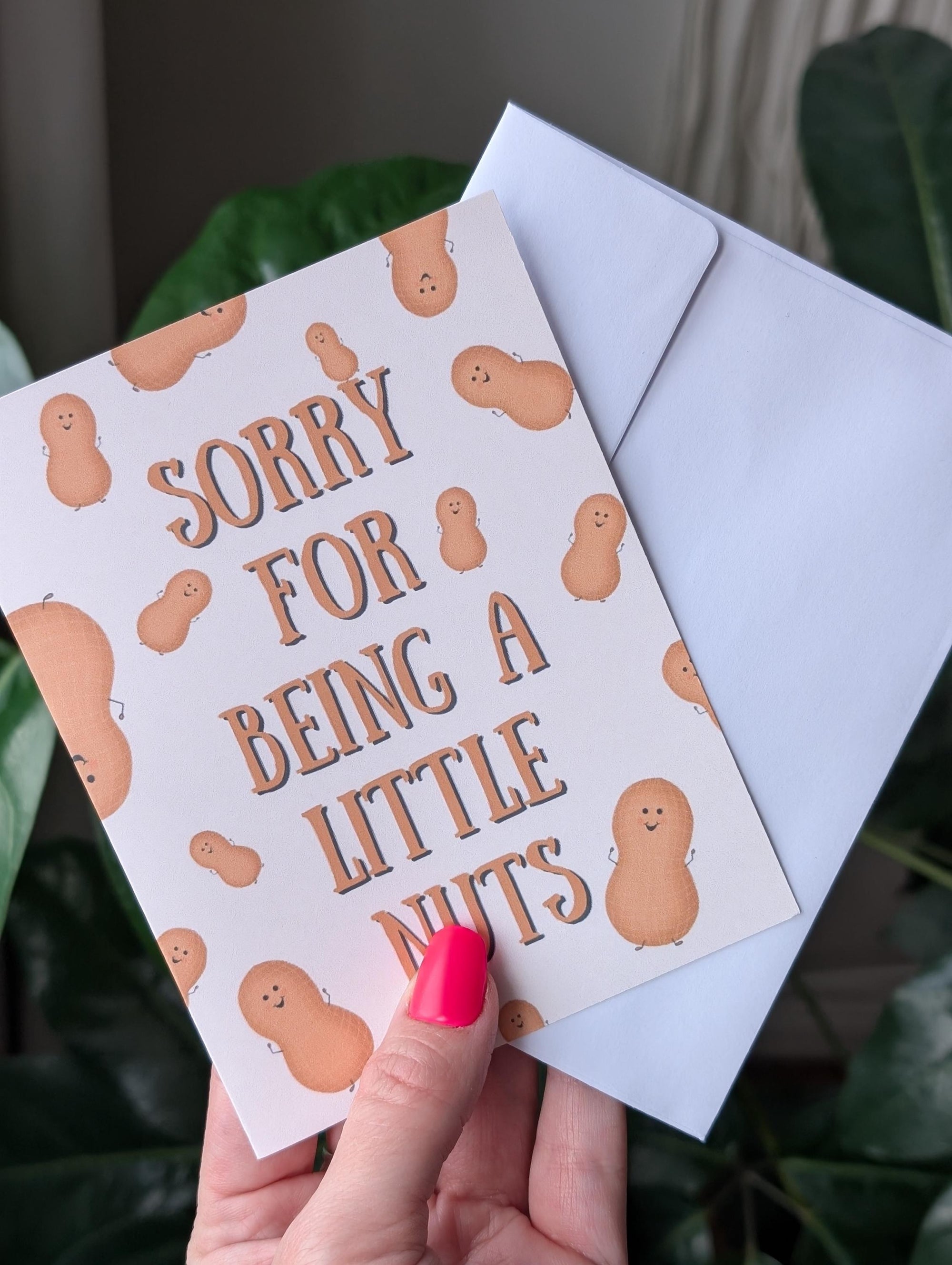 Sorry for Bring a Little Nuts, Funny Apology Card, Cute Peanut Greeting Card, Funny Sorry Card, Quirky Card for Girlfriend, Boyfriend