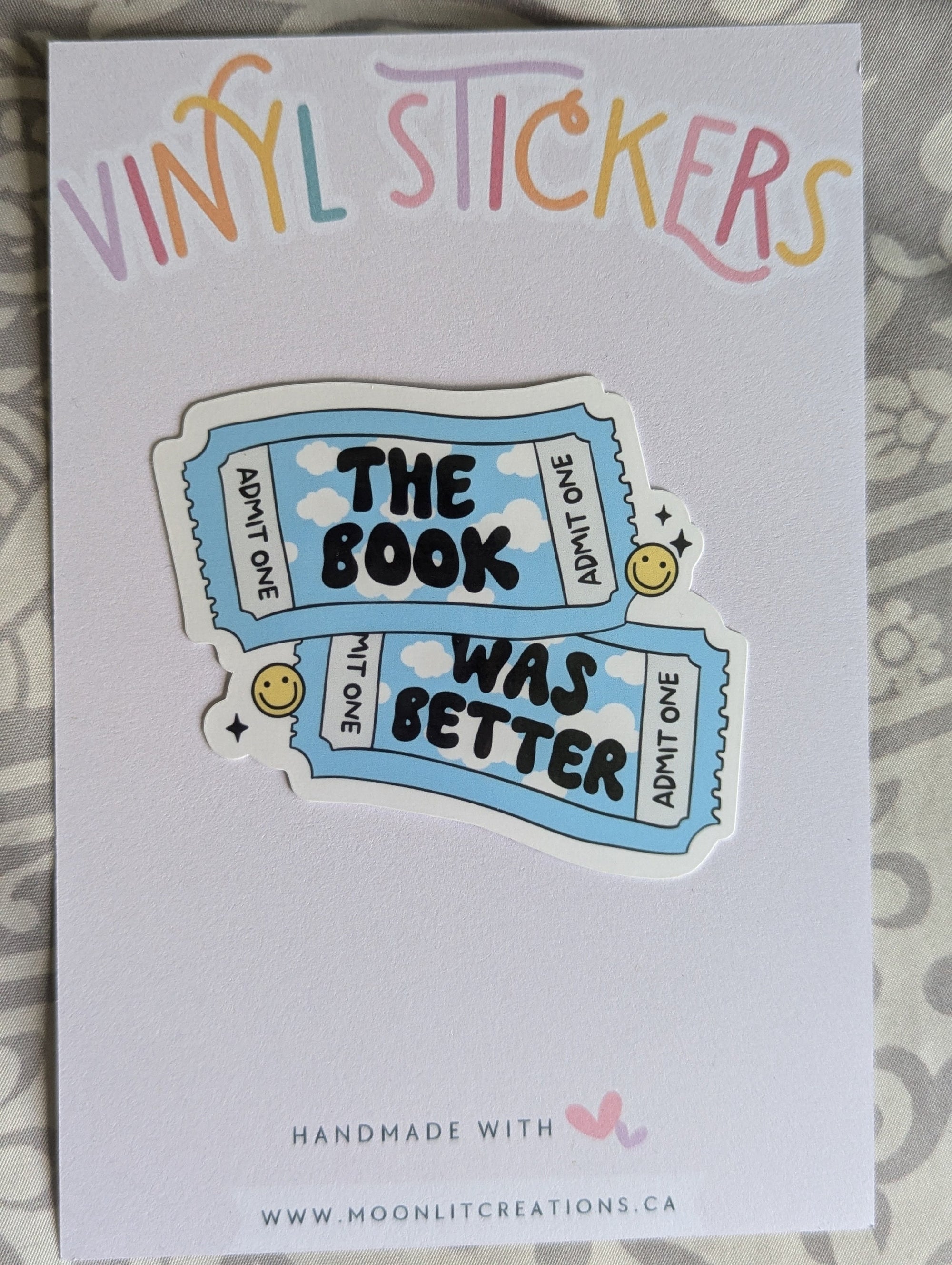 The book was better sticker for kindle, book ticket sticker for water bottle, book gifts for book lover, booktok merch, bookish gift for her