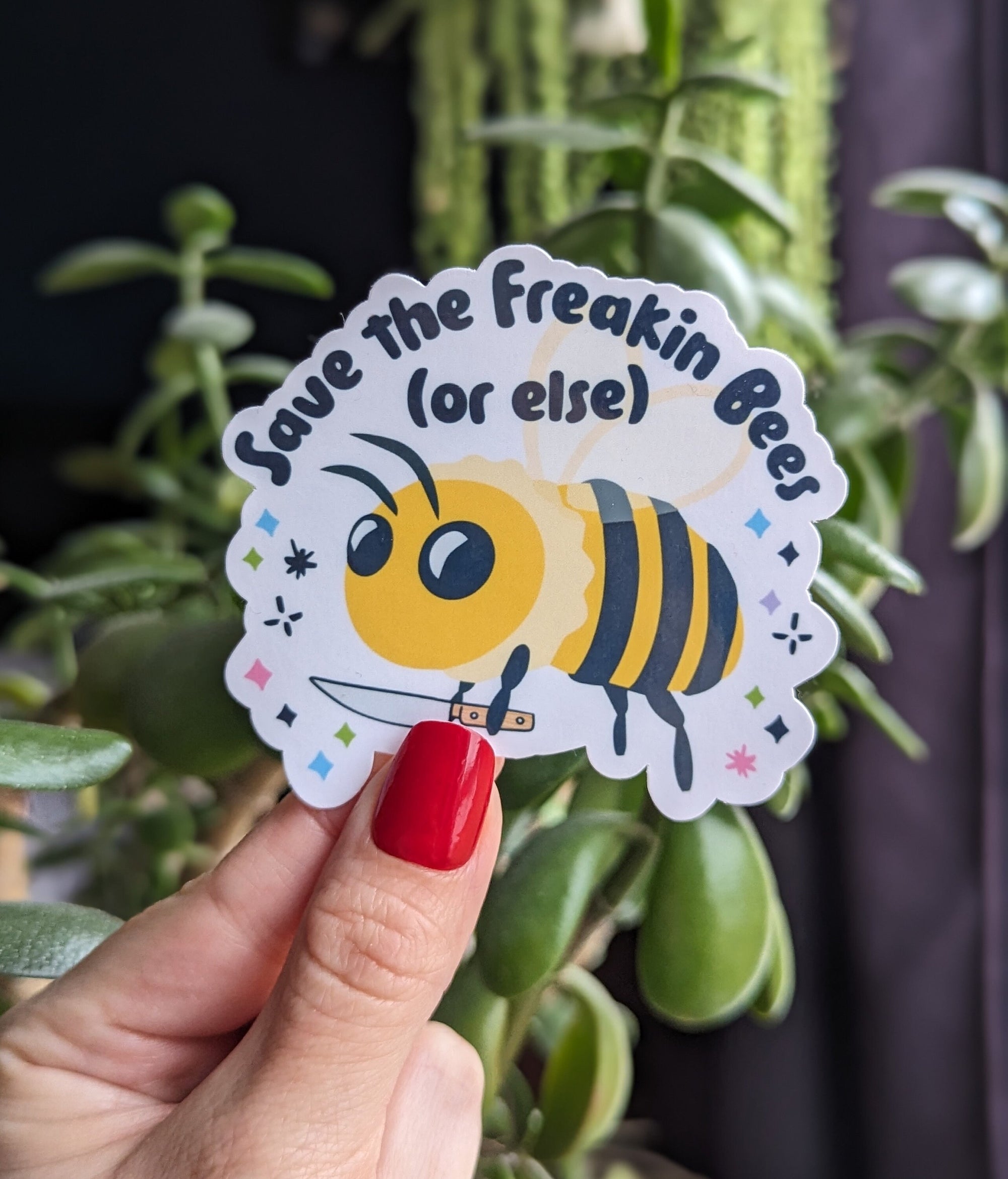 Save the Bees Sticker, Funny Pollinator Decal, Hydroflask Nature Sticker, Bee Laptop Sticker, Gardener Gift, Eco Friendly Vinyl Sticker