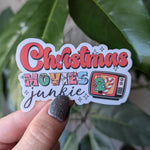 Christmas movies junkie sticker, 90s nostalgia stickers, nostalgic stickers for water bottle, Christmas gift for movie lovers, holiday gift