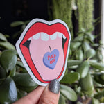 Fuck off conversation heart sticker for laptop, red lips sticker for phone case, snarky sticker, sassy gift for bestie, mouth sticker, funny