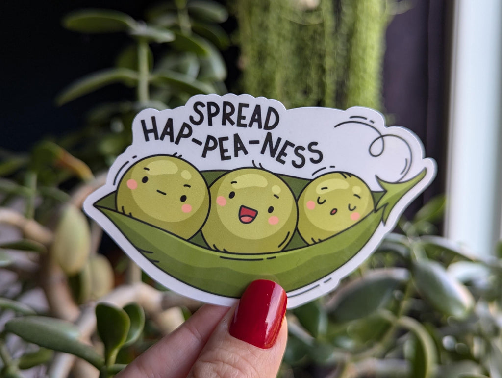 Spread happiness sticker, positivity stickers for laptop, pea sticker for water bottle, cute gift for friend, mental health stickers