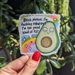 Body positive stickers for water bottle, self love gifts for her, avocado stickers for hydroflask funny, motivational stickers for women