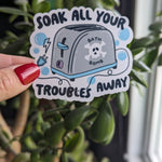 toaster bath bomb, dark humor stickers for hydroflask funny, live laugh toaster bath sticker for water bottle, dark gifts for best friend