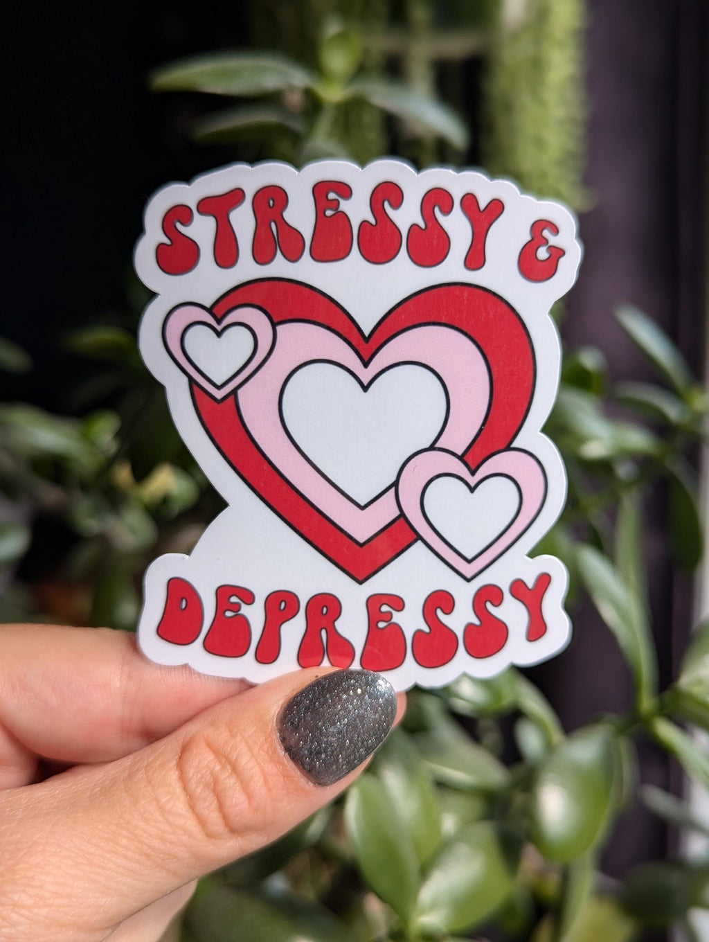 Stressy and depressy sticker, funny mental health stickers for water bottle, dark humor stickers for adults, sarcastic gifts for best friend