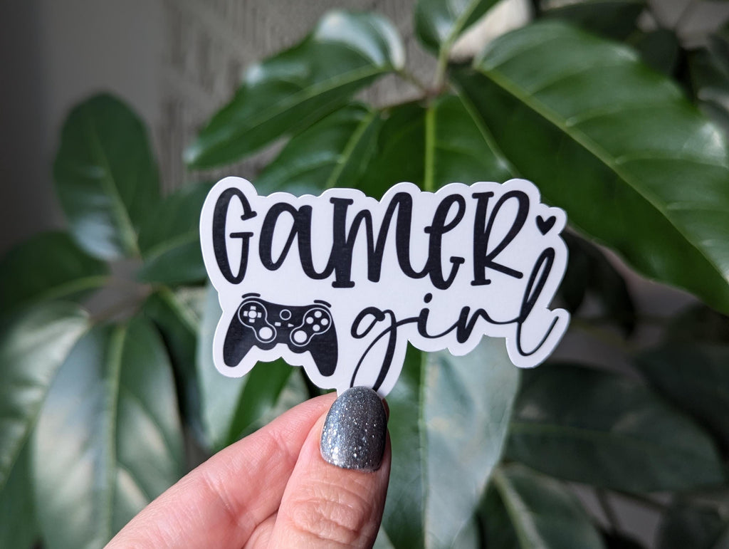 Gamer girl sticker for laptop, video game stickers for journal, gamer gifts for women, gamer girl accessories, small gift for game couples