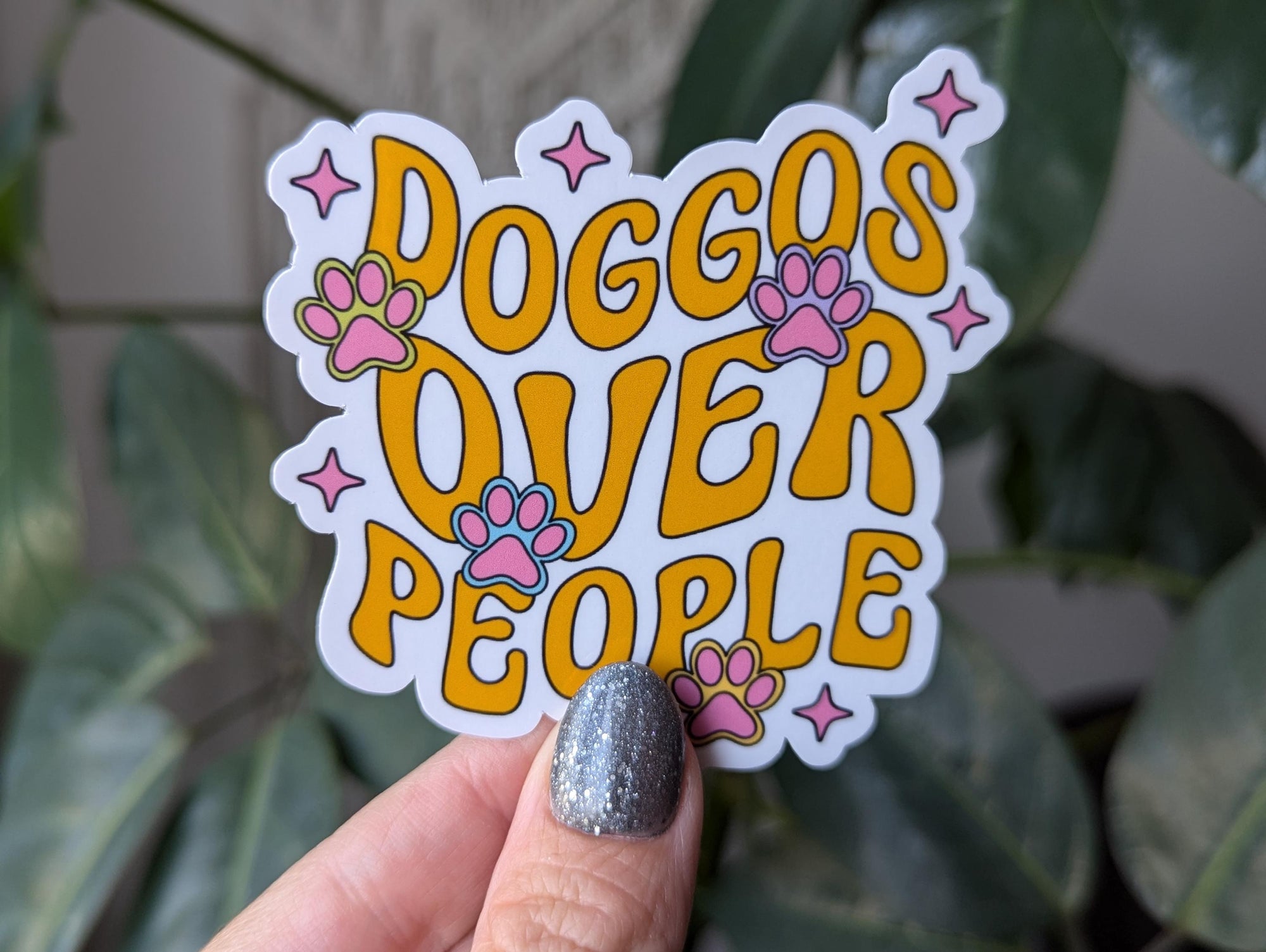 Dogs over people sticker, dog gift for dog owner, small gift for animal lover, introvert stickers for water bottle, pet stickers for laptop