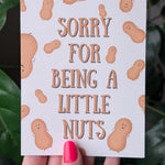 Sorry for Bring a Little Nuts, Funny Apology Card, Cute Peanut Greeting Card, Funny Sorry Card, Quirky Card for Girlfriend, Boyfriend