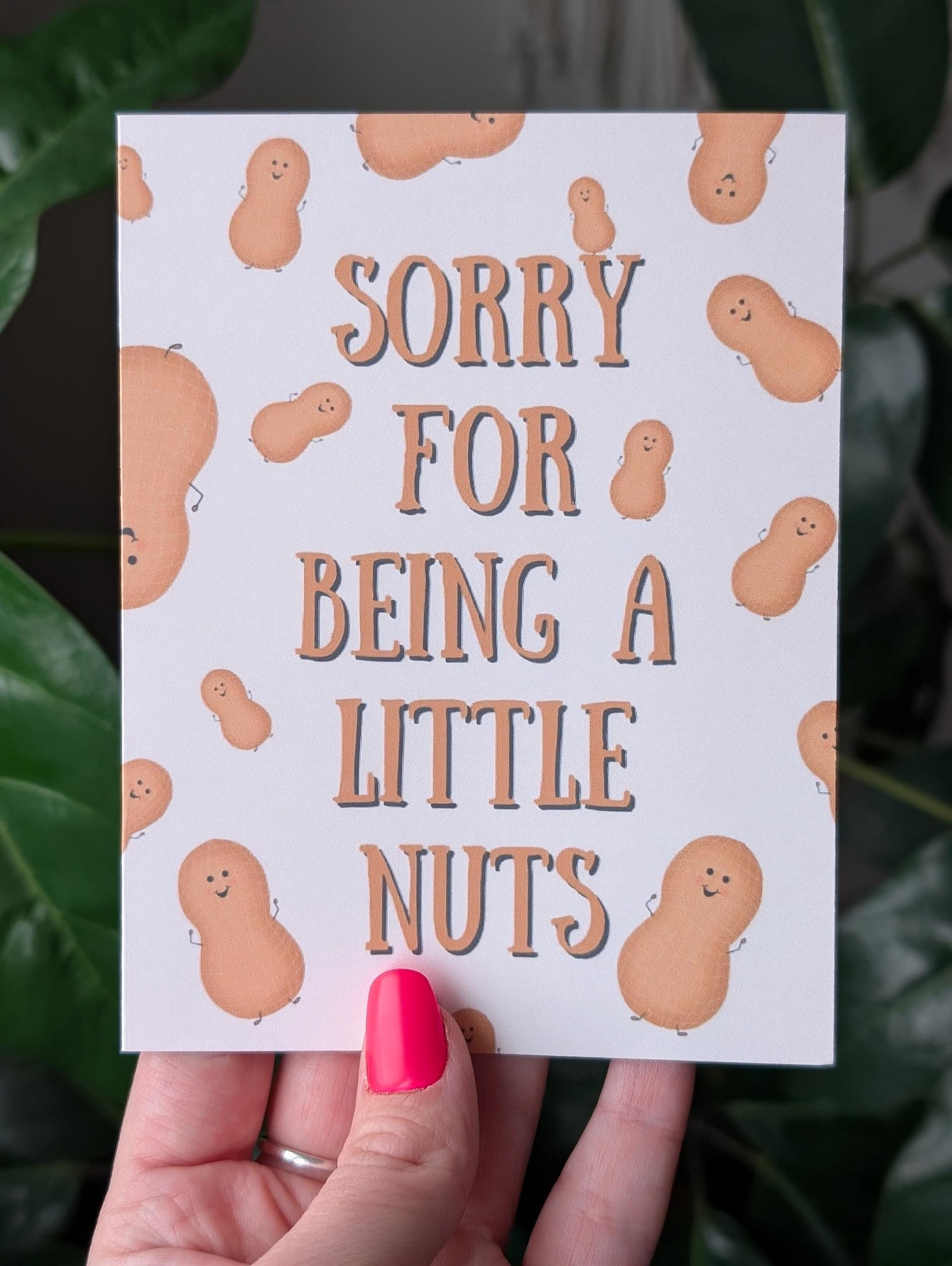 Sorry for Bring a Little Nuts, Funny Apology Card, Cute Peanut Greeting Card, Funny Sorry Card, Quirky Card for Girlfriend, Boyfriend