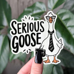 Serious goose sticker, funny goose vinyl sticker for laptops, unique animal lover gift, goose sticker for water bottle and planner