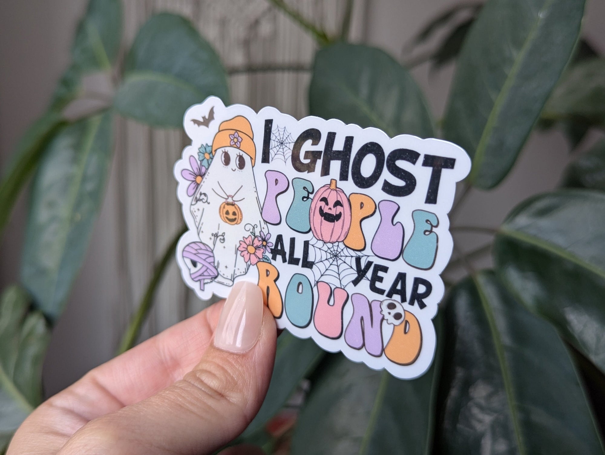 I ghost people all year round, funny Halloween stickers for kindle, fall gifts for women, pumpkin stickers for water bottle, ghost stickers