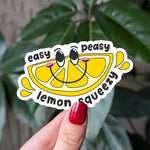 Easy peasy lemon squeezy sticker, cute lemon vinyl sticker for laptops, water bottle sticker, journal stickers