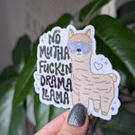 No drama llama sticker, cute llama, introvert stickers for water bottle, humourous stickers for laptop, funny pun stickers, animal stickers