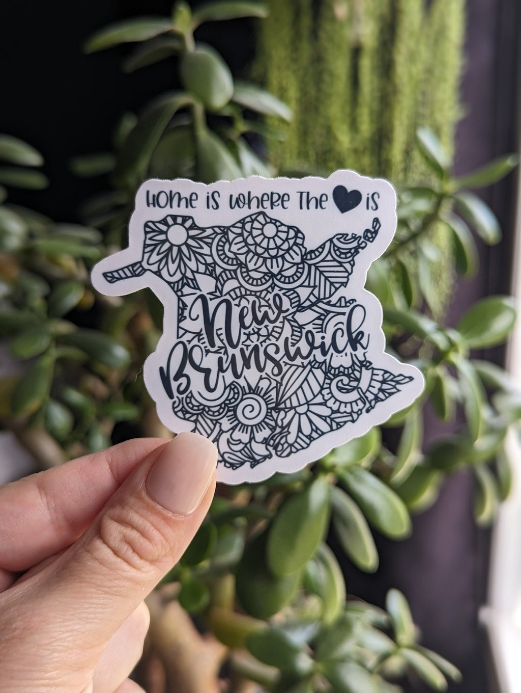 New Brunswick Canada, Canadian province sticker, home is where the heart is map, Canada sticker for water bottle, Moncton NB, small gift for