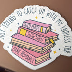 Endless tbr, bookworm stickers for kindle, book gifts for book lovers, bookish stickers for water bottle, reading stickers for phone case