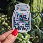 Jar of Fucks Vinyl Sticker