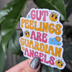 Gut feelings are guardian angels sticker, retro stickers for water bottle, aesthetic stickers for kindle, positive affirmation stickers for