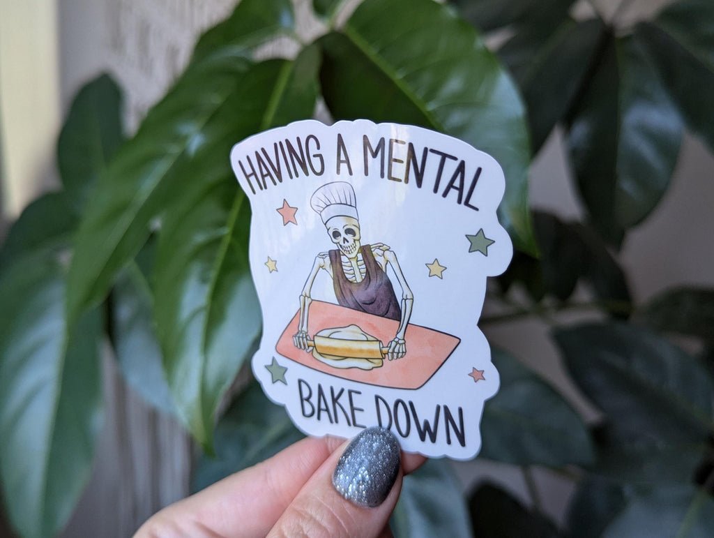 Having a mental bake down, funny stickers adult, sarcasm stickers for kitchenaid mixer, baking lover gift, mental health stickers for kindle