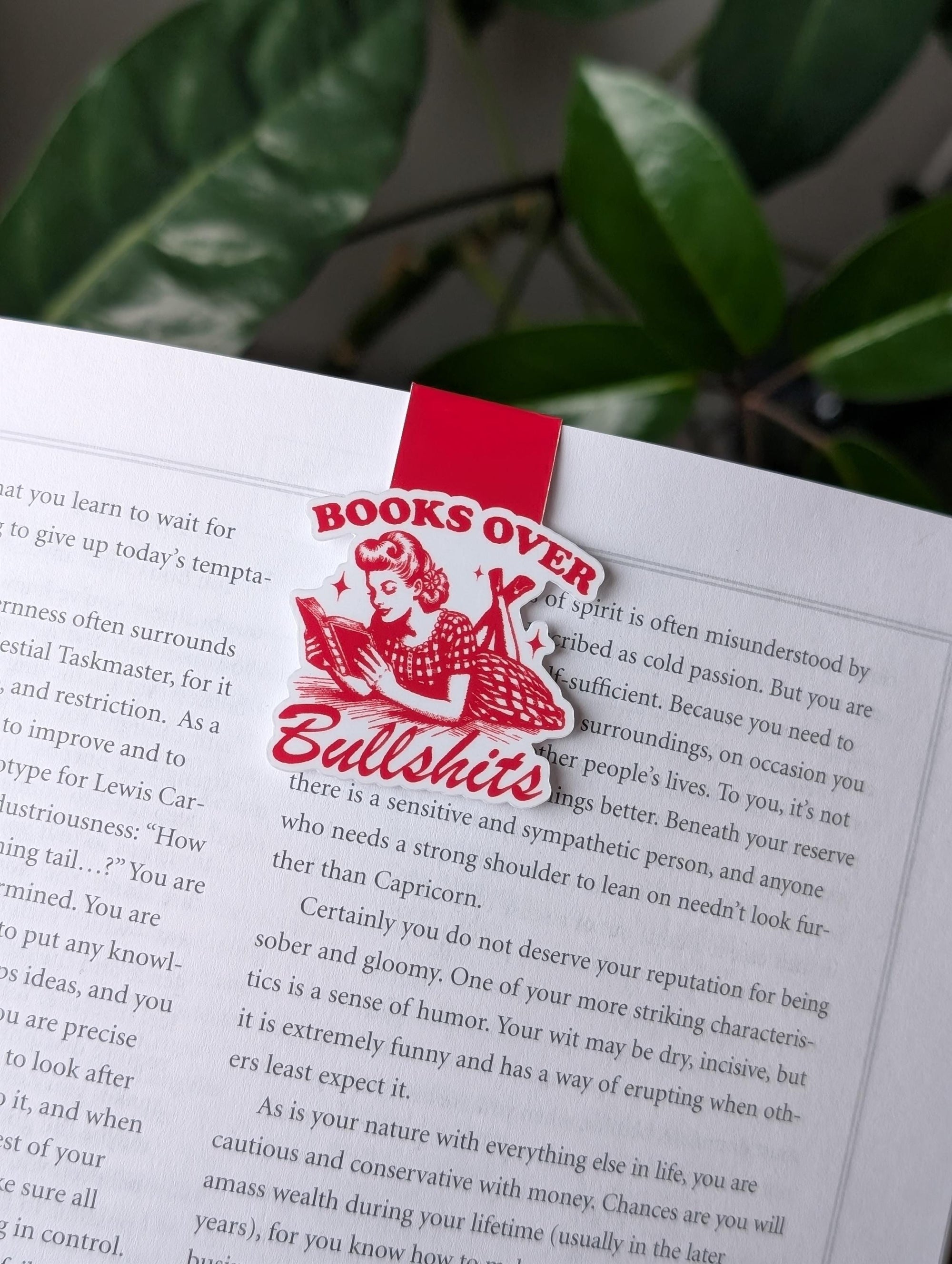 Books Over Bullshits Magnetic Bookmark for Book Lovers
