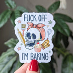 Fuck off I'm baking, sarcasm stickers for kitchenaid mixer, funny stickers adult, baking lover gift, rude stickers for laptop, skeleton art