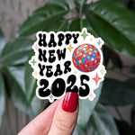 Happy New Year 2025 sticker, festive New Years eve party favor, resolution planner sticker, New Years eve sticker, new year new me