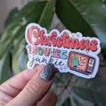 Christmas movies junkie sticker, 90s nostalgia stickers, nostalgic stickers for water bottle, Christmas gift for movie lovers, holiday gift