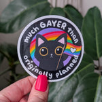 much gayer than originally planned, gay pride stickers for water bottle funny, rainbow gift for women, lqbtq merch, ally stickers for her