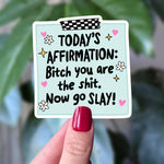 Bitch You Are The Shit Now Go Slay, Funny Affirmation Sticker, Motivational Sticker, Go Slay Sticker, Confidence Boost Vinyl Sticker