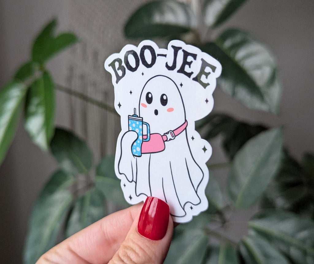 Boo-Jee, cute ghost stickers for water bottle, chic gifts for women, Halloween stickers for kindle, trendy stickers for her, small gift for