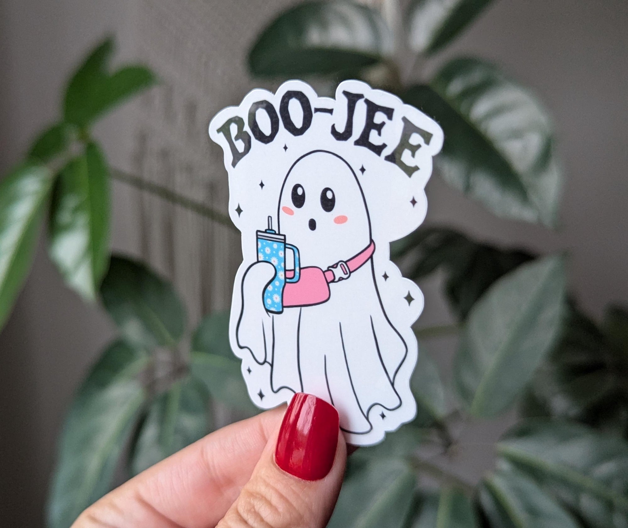 Boo-Jee, cute ghost stickers for water bottle, chic gifts for women, Halloween stickers for kindle, trendy stickers for her, small gift for