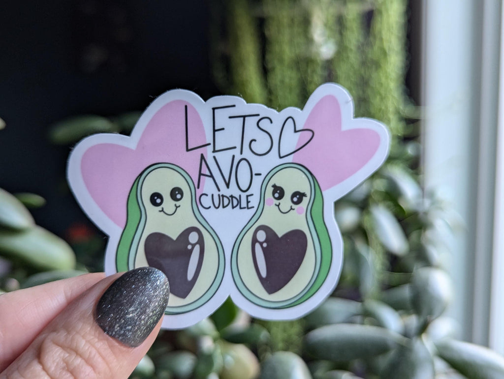 Let's avo-cuddle, cute food stickers for laptop, avacado sticker, couples stickers for water bottle, anniversary gift for girlfriend