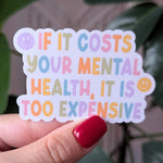 Self care sticker for hydroflask mental health, positive vibes stickers for water bottle, motivational gifts for coworkers, book lovers gift