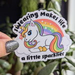 Swearing sticker for laptop, funny unicorn stickers for tumblers, sassy sticker for kindle, snarky gifts, sarcastic gifts for sister, trendy