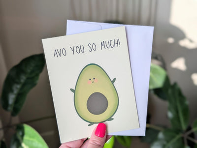 Avo You So Much, Avacado Greeting Card, Cute Love Pun Card, Funny Anniversary or Just Because Card, Cute Avacado Love Card, Hand Drawn Card