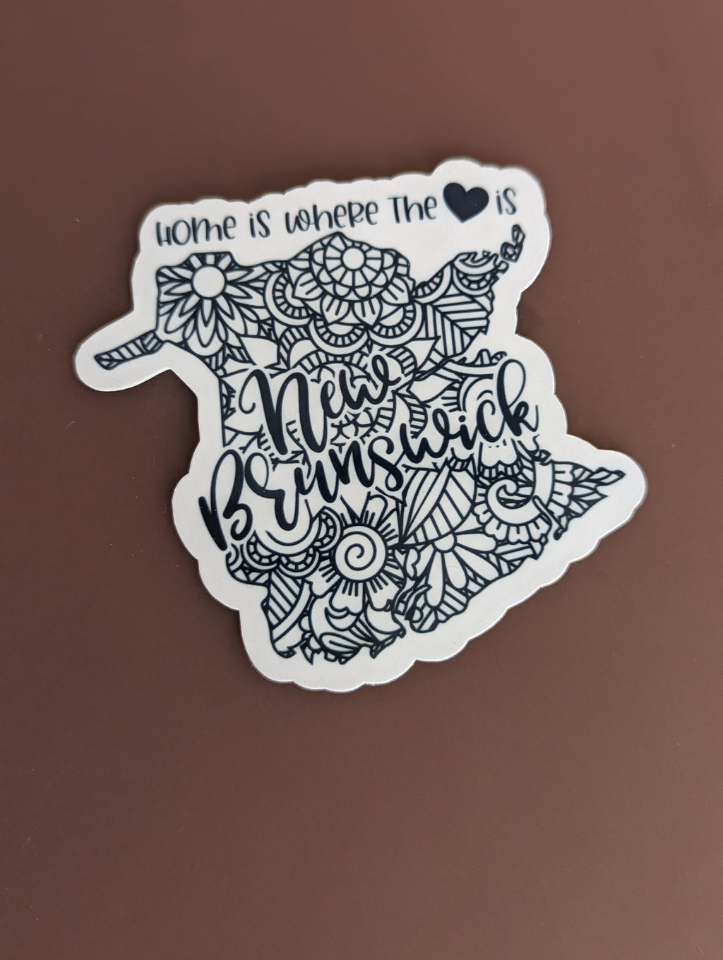 New Brunswick Canada, Canadian province sticker, home is where the heart is map, Canada sticker for water bottle, Moncton NB, small gift for