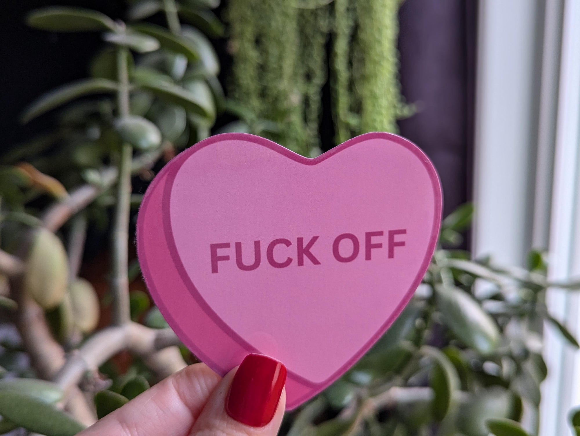 Conversation heart sticker for laptop, funny gift for boyfriend, anti valentines day, snarky stickers for phone case, heart sticker for her