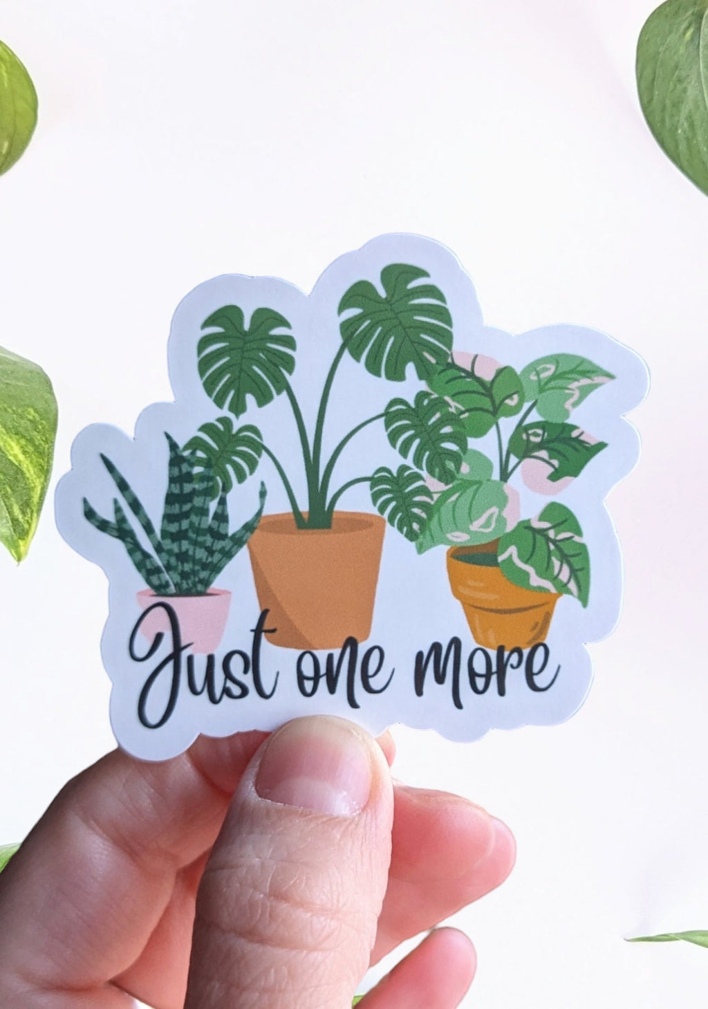 Just one more, plant stickers for water bottles, funny stickers for phone case, tumbler accessories, monstera sticker, plant lover gift