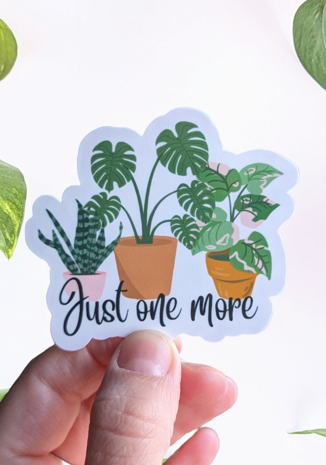 Just one more, plant stickers for water bottles, funny stickers for phone case, tumbler accessories, monstera sticker, plant lover gift
