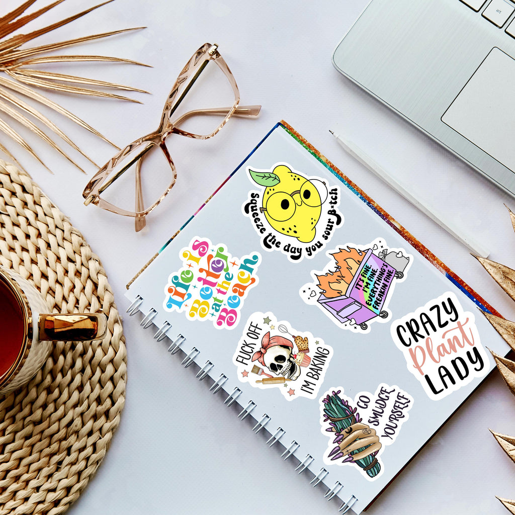 Mentally at home with my cat sticker, cute cat lover vinyl sticker, funny cat sticker, cat mom gift, cute pink cat sticker for water bottle