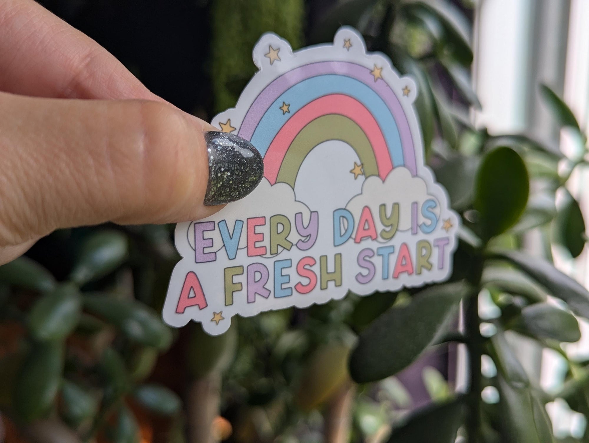 Everyday is a fresh start, positivity stickers for laptop, motivational quotes, small gift for friend, self love sticker for water bottle