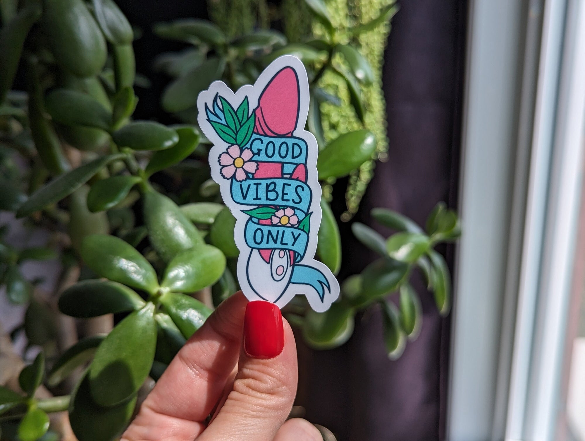 Good vibes only stickers for adults, dirty stickers for water bottle, funny gifts for her, bachelorette party favor, vibrator sticker, kinky