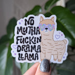 No drama llama sticker, cute llama, introvert stickers for water bottle, humourous stickers for laptop, funny pun stickers, animal stickers