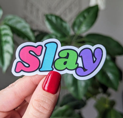 Slay sticker, empowerment stickers for women, motivational quotes stickers for hard hats, strong women gifts, inspirational quotes stickers