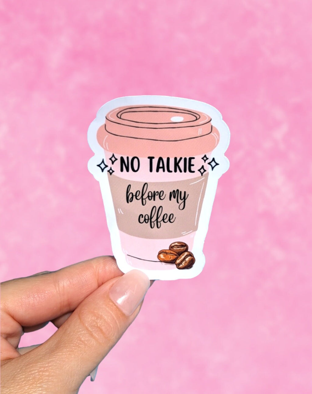 No talkie before coffee, coffee lover stickers for kindle, caffeine gifts for best friend, caffeine addict, iced coffee stickers for laptop